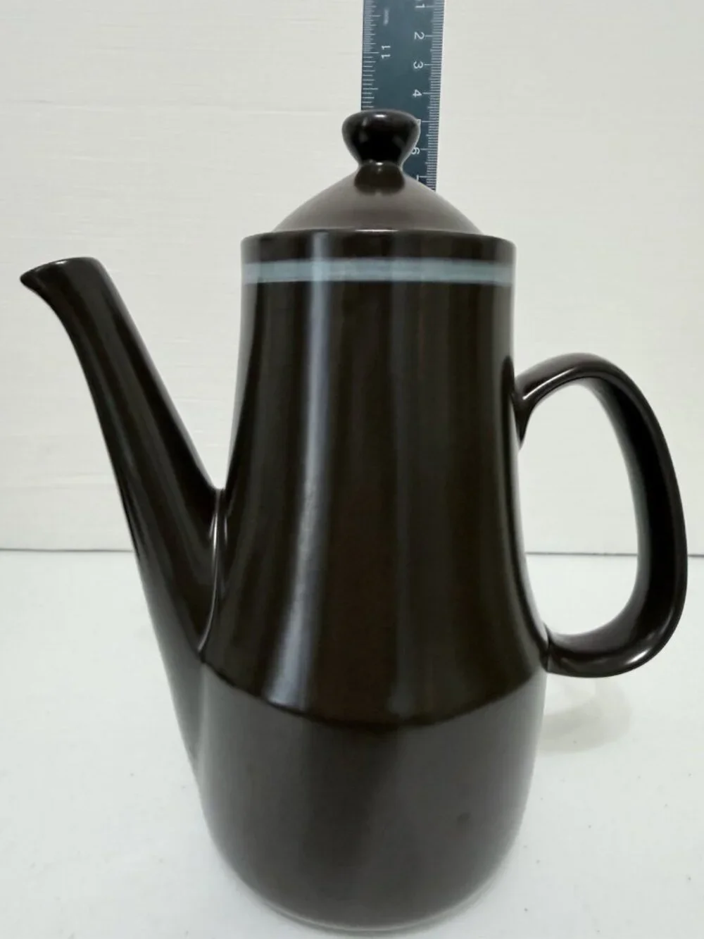 Mikasa Majorca Monza 7504 Coffee & Tea Serving Pot Brown with Blue Stripe Japan
